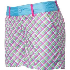 BIRDiES & BOWS Womens Bright Plaid Golf Shorts